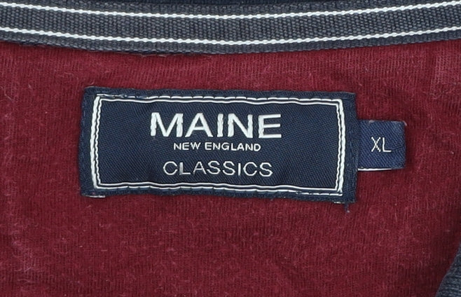 Maine New England Men's Red Cotton XL Classic Polo Shirt