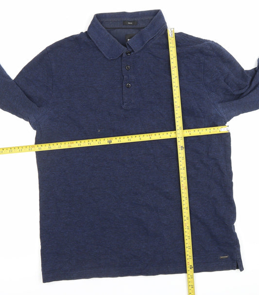 Hugo Boss Men’s Blue XL Long Sleeve Polo Shirt Cotton Stretch