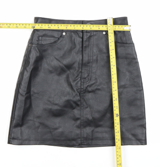H&M Divided Womens Black Faux Leather Mini Skirt Size 4 Short