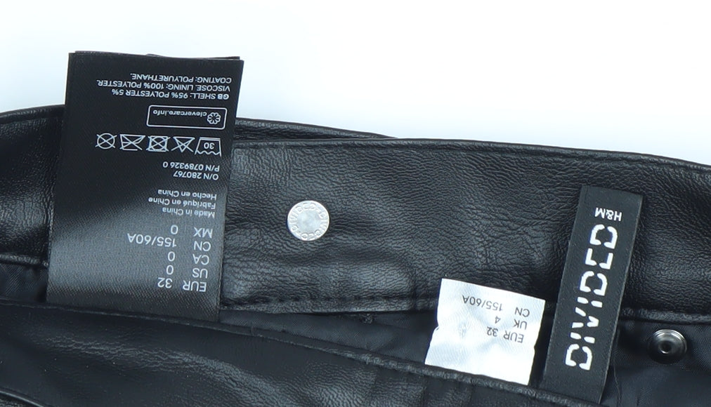 H&M Divided Womens Black Faux Leather Mini Skirt Size 4 Short