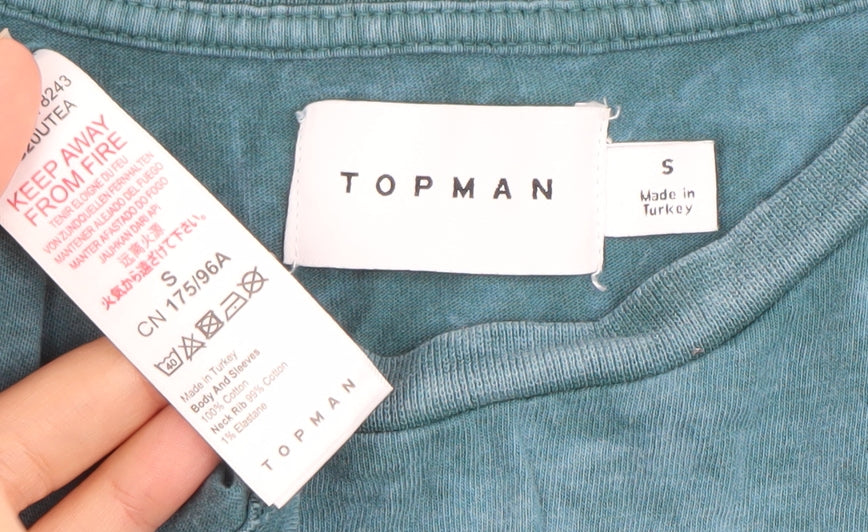 Topman Men’s Green Graphic Logo T-Shirt Size S Regular Fit