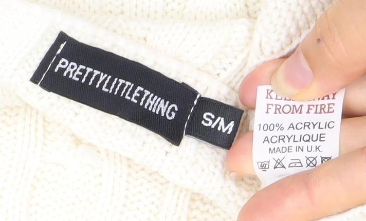 Womens UK Size S PRETTYLITTLETHING Ivory Pullover Jumper
