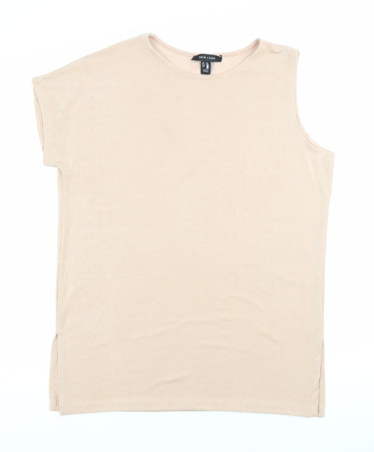 Womens UK Size 14 New Look Beige Basic T-Shirt
