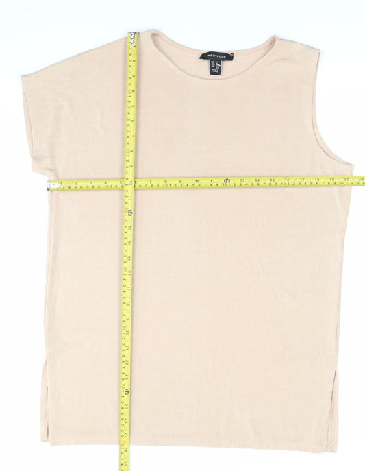 Womens UK Size 14 New Look Beige Basic T-Shirt