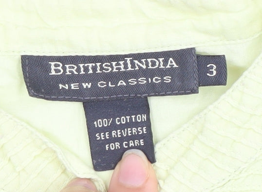 British India Womens Yellow Cotton Button-Up Shirt Size 12