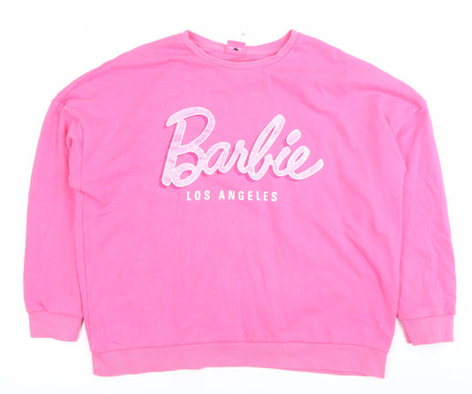 Womens UK Size XL Barbie Pink Pullover Sweatshirt