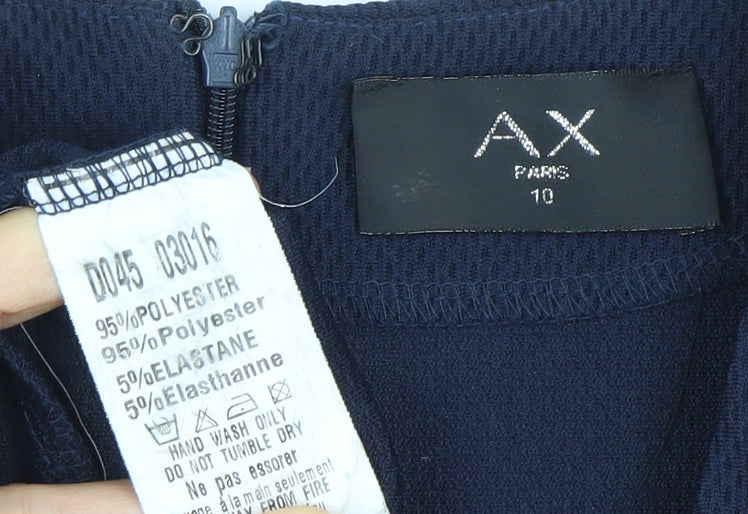 AX Paris Women’s Blue Size 10 Bodycon V-Neck Long Sleeve Dress