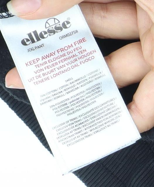 Ellesse Mens Black Jogger Sweatpants Size M Regular Fit Fleece