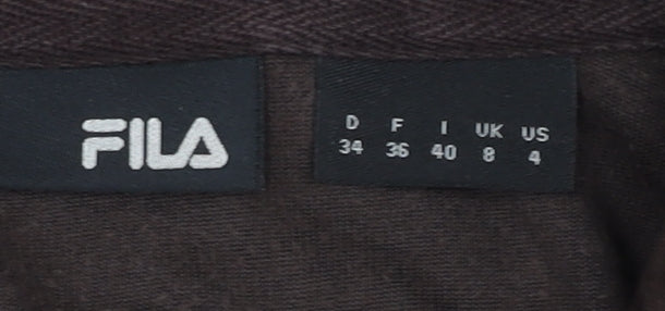 Additional view of Fila Women’s Brown Full Zip Hoodie, size UK 8, Velour Sport Logo