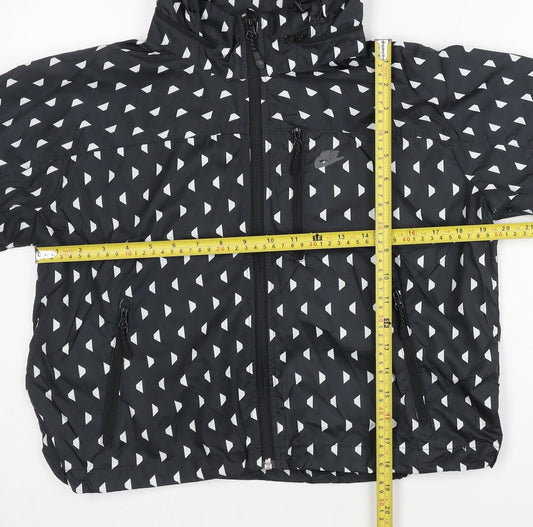Nike Womens Black XL Windbreaker Jacket Hooded Geometric Lightweight