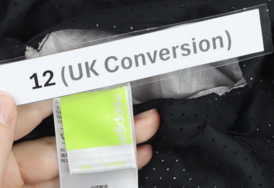 Adidas Womens Black Size 12 Track Jacket Lightweight Full Zip