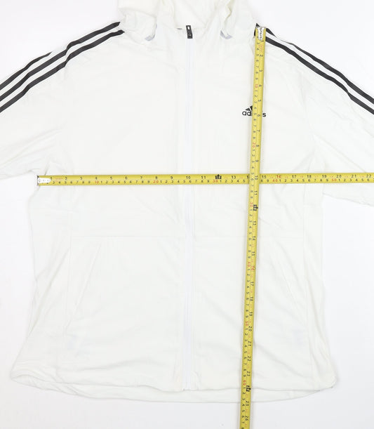 Adidas Womens White 2XL Track Jacket Lightweight Hooded Activewear