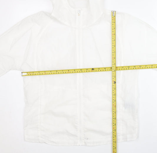 Nike Womens White M Lightweight Hooded Windbreaker Jacket