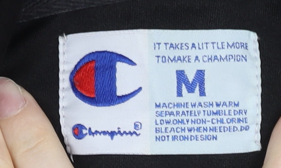 Champion Womens Black Medium Full Zip Hoodie Cotton Logo