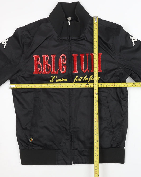 Kappa Women’s Black Varsity Jacket Size 10 Belgium Logo Full Zip