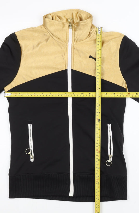 Puma Womens Black Gold Track Jacket L Full Zip Polyester Sportswear