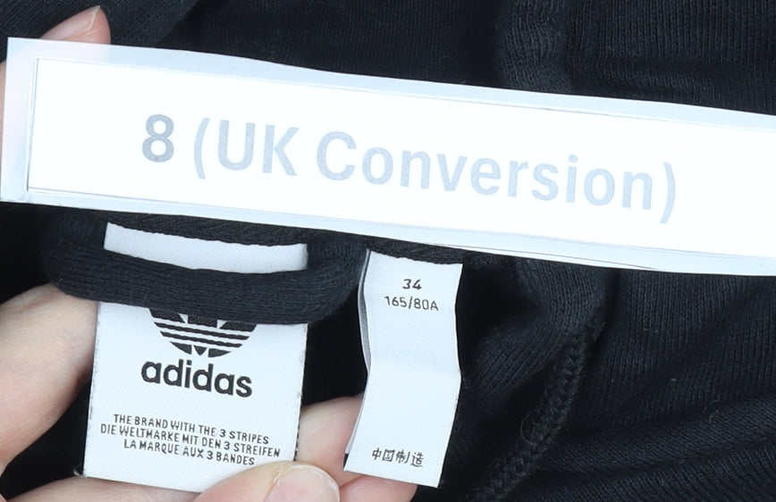 Additional view of Adidas women’s black beige full zip hoodie, size UK 8, cotton logo