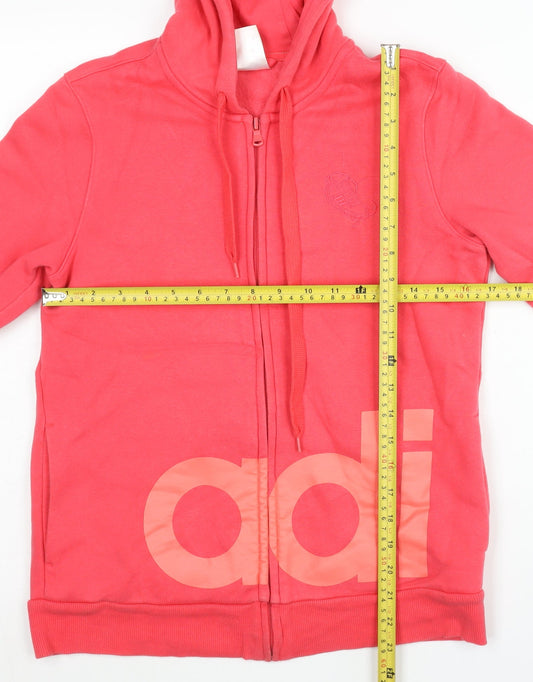 Adidas Womens Pink Full Zip Hoodie Size 12 Regular Fit Logo