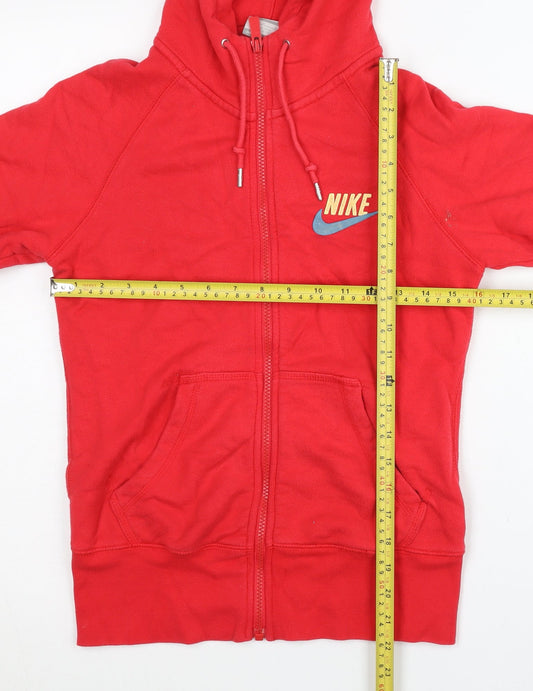 Nike Women’s Red Full Zip Hoodie Medium 100% Cotton Sportswear