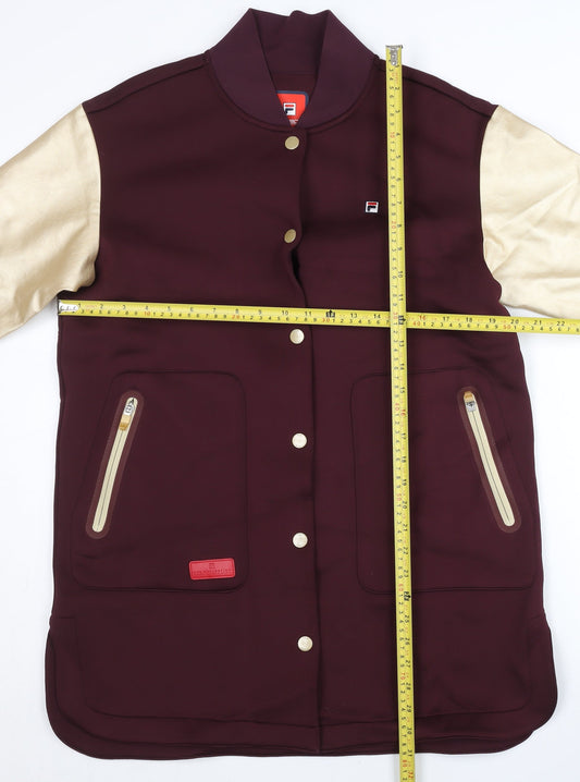 FILA Women’s Burgundy Varsity Jacket Size 8 Long Sleeve Casual