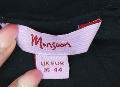 Womens UK Size 16 Monsoon Black Tunic Blouse