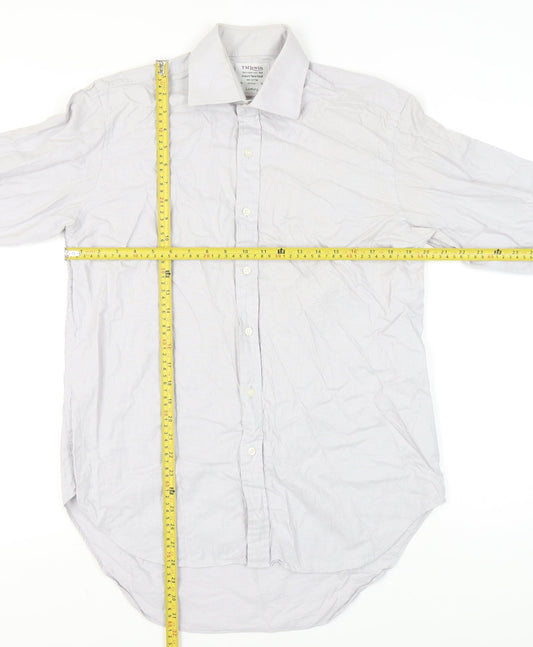 T.M. Lewin Men's White Cotton Check Luxury Dress Shirt 15.5in