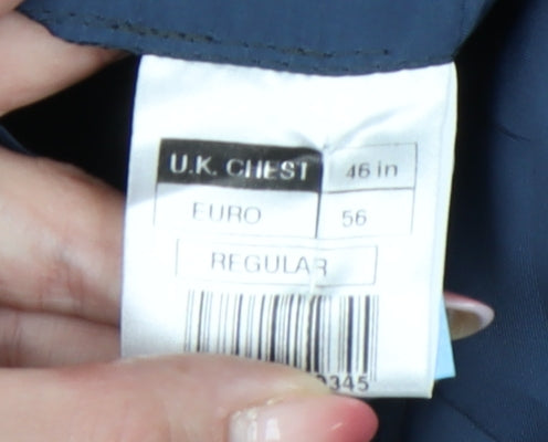 Mens UK Size 46 Pinstripe Regular Grey Suit Jacket