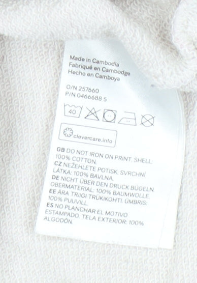 H&M Women’s Beige Cotton Sweatshirt Size 12 Crew Neck Pullover