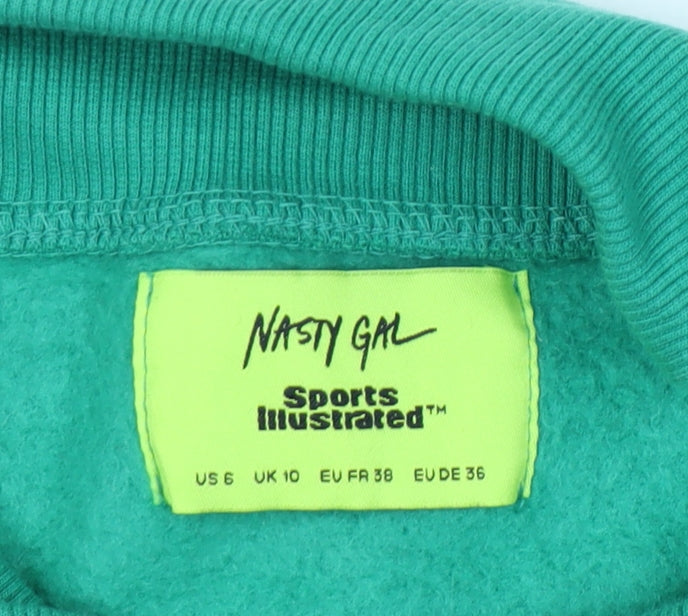 Nasty Gal Women’s Green Sports Illustrated Cropped Sweatshirt UK 10