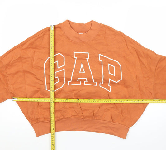 GAP Women’s Orange Logo Pullover Sweatshirt M Relaxed Fit
