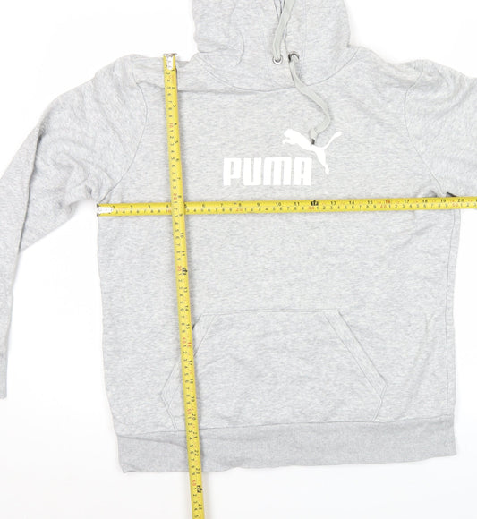 Puma Womens Grey Hoodie Size 14 UK Pullover Logo Sweatshirt