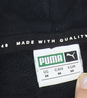 Puma Women Black Pullover Hoodie Size 12 Floral Logo Sportswear