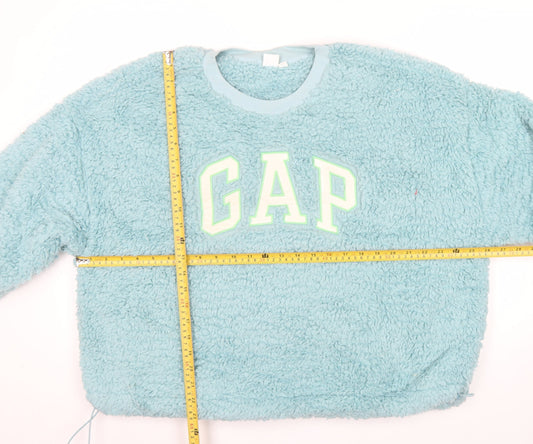 GAP Women Blue Fleece Logo Pullover Sweatshirt XL