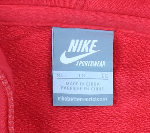 Nike Womens Red Full Zip Hoodie XL Sportswear Logo