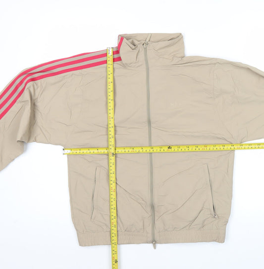 Adidas Womens Beige Track Jacket Size 8 Full Zip Lightweight