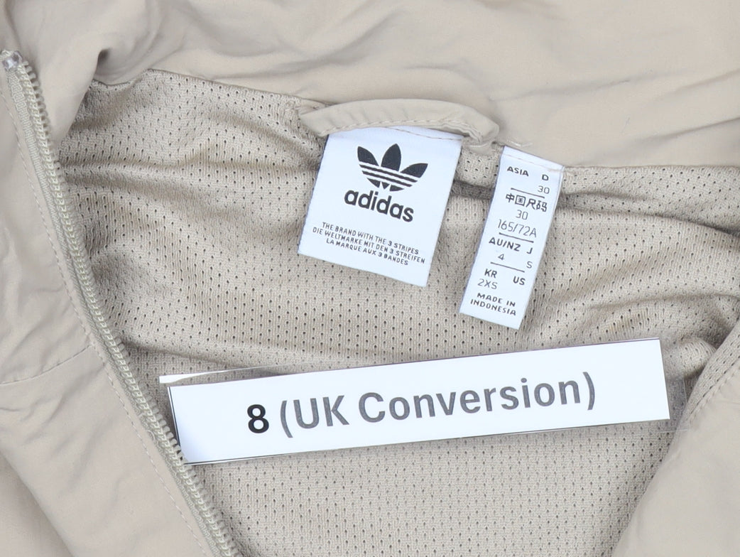 Adidas Womens Beige Track Jacket Size 8 Full Zip Lightweight