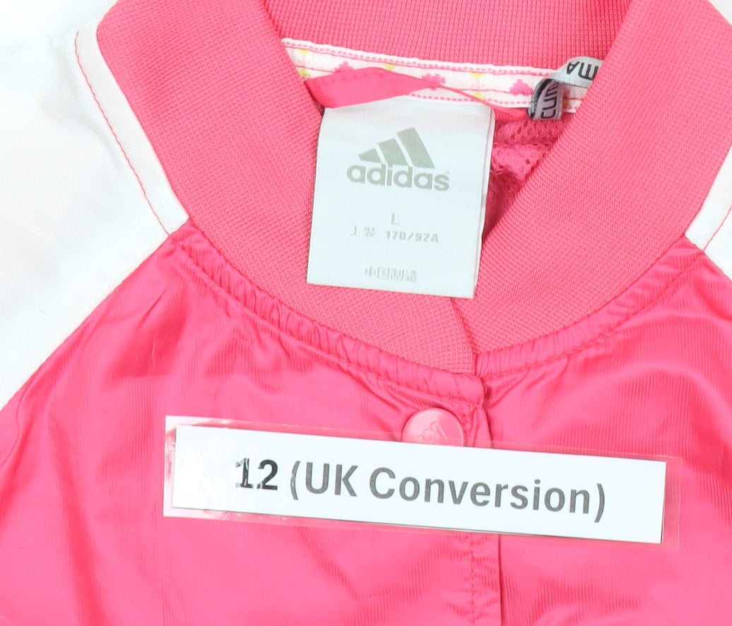 Adidas Unisex Pink Varsity Jacket Size M Short Sleeve Lightweight