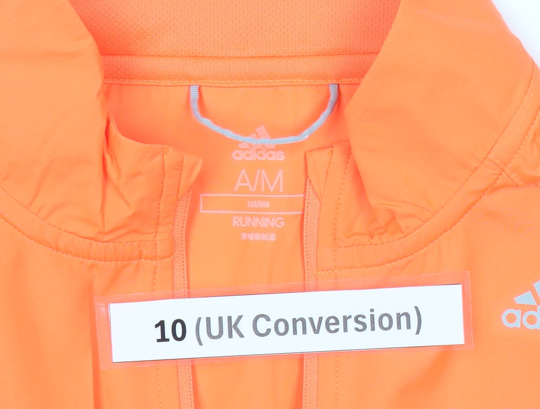 Adidas Womens Orange Size 10 Windbreaker Jacket Lightweight Running