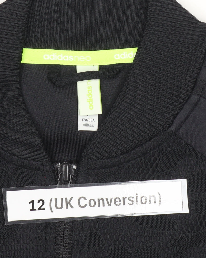 Adidas Women Black Size 12 Track Jacket Full Zip Sportswear
