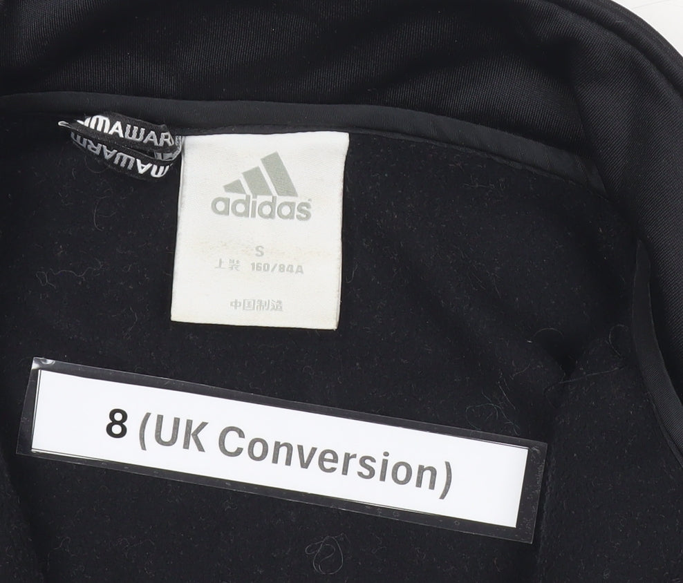 Adidas Women's Black Size 8 Slim Fit Track Jacket Full Zip
