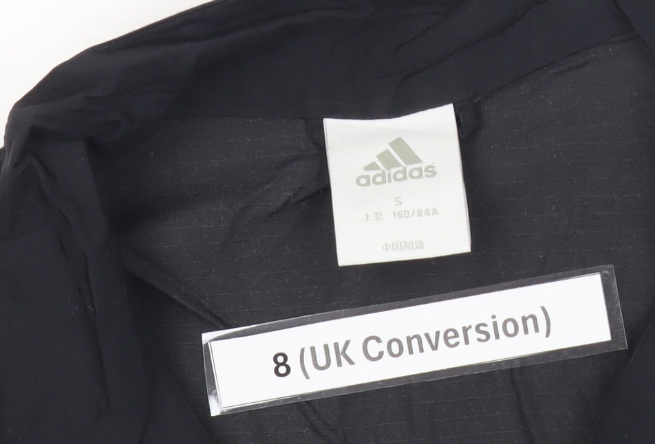 Adidas Womens Black Size 8 Windbreaker Jacket Hooded Lightweight