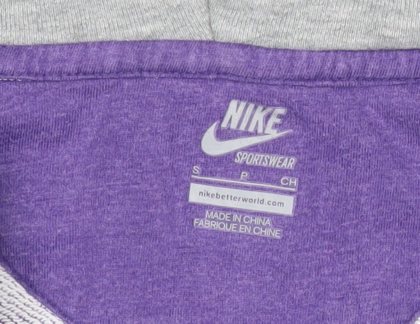 Nike Womens Purple Grey Full Zip Hoodie Size S Organic Cotton