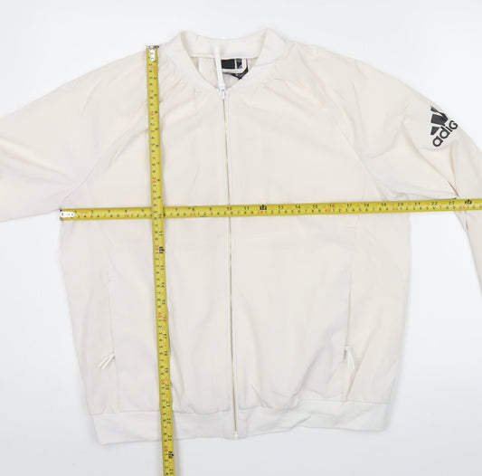 Adidas Womens Ivory Track Jacket Size 14 Full Zip Lightweight Sports