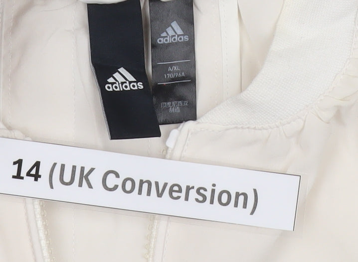 Adidas Womens Ivory Track Jacket Size 14 Full Zip Lightweight Sports