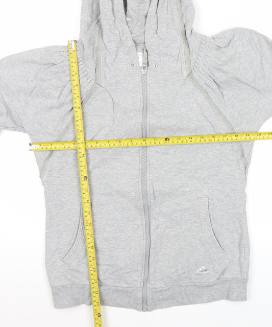 Adidas Womens Grey Full Zip Hoodie Size 10 UK Cotton Blend