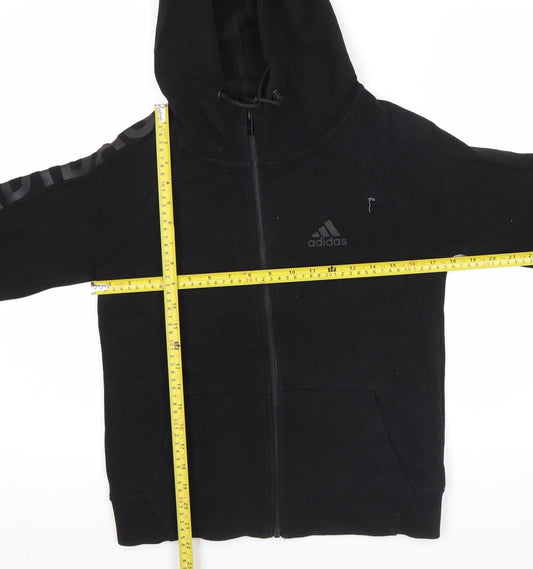 Adidas Womens Black Full Zip Hoodie Size M Logo Print Hoodie