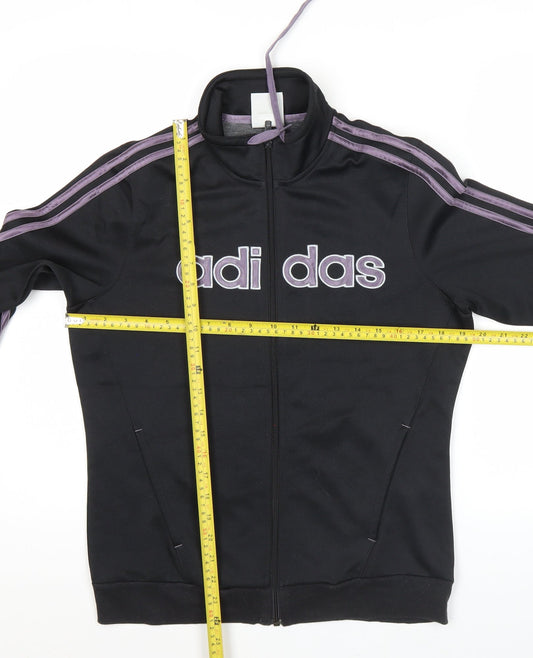 Adidas Womens Black Size 12 Track Jacket Full Zip Sports Top