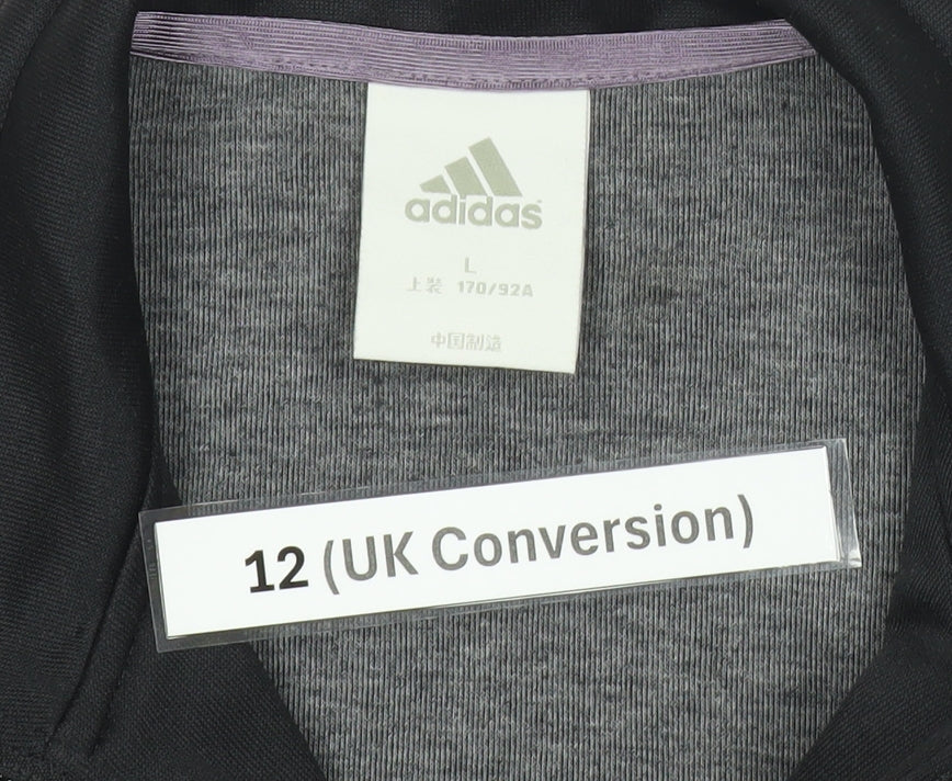 Adidas Womens Black Size 12 Track Jacket Full Zip Sports Top