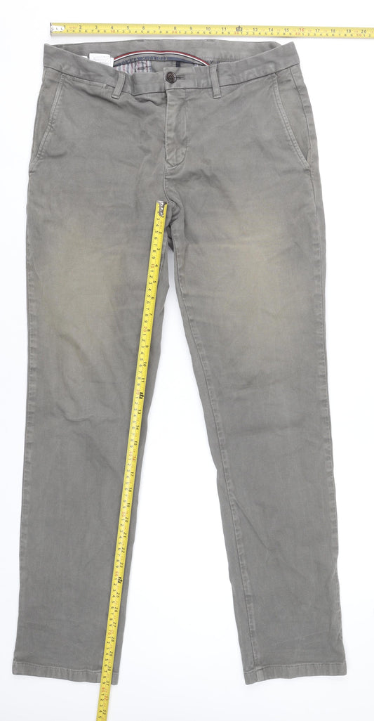 Tommy Hilfiger Men's Grey Chino Trousers Size 32W 30L Straight Fit
