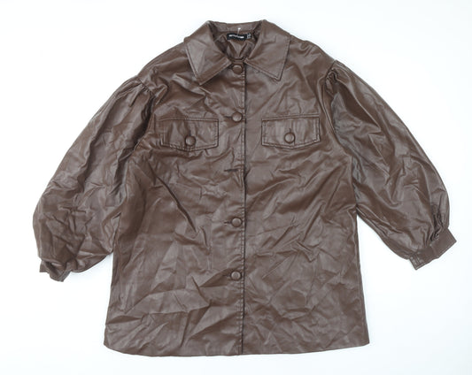 Womens UK Size 10 PRETTYLITTLETHING Brown Basic Jacket